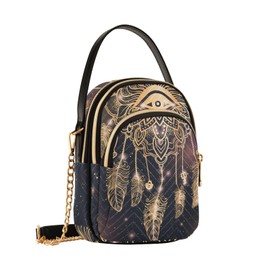 Mnsruu Crossbody Bags for Women Native American Indian Dreamcatcher Women's Cross Body Bags Pu Leather Handbags Small Shoulder bag with Adjustable Multi Pocket