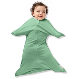 SleepingBaby Zipadee-Zip Transition Swaddle - Cozy Baby Swaddle Blanket with Zipper Convenience - Roomy Wearable Blanket for Easy Diaper Changes - Basil, Large (12-24 Month)