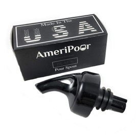 AmeriPour – Negro – Speed vertedores para botellas de licor – Hecho 100% en Estados Unidos – Con collar – También es un gran dispensador de aceite de oliva para el hogar, licores, jarabes y vinagre. Corcho normal
