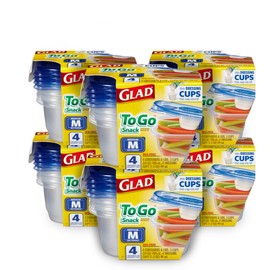 GladWare To Go Lunch Food Storage Containers | Easy to Use Glad Food Storage Containers, Round Food Containers, Medium Containers Hold up to 32 Ounces of Food, 4 Count Set (Pack of 6)