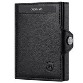 VON HEESEN Slim Wallet with RFID Protection - Mini Wallet Men & Women Small - Credit Card Holder Money Clip Card Case - Purse Wallet Small, black, XXL coin compartment