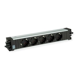 BACHMANN Step 906.19145 Socket Strip Aluminium 5-Way GST18 Black (Modular Plug-In System with Versatile Application and Robust Aluminium Profile)