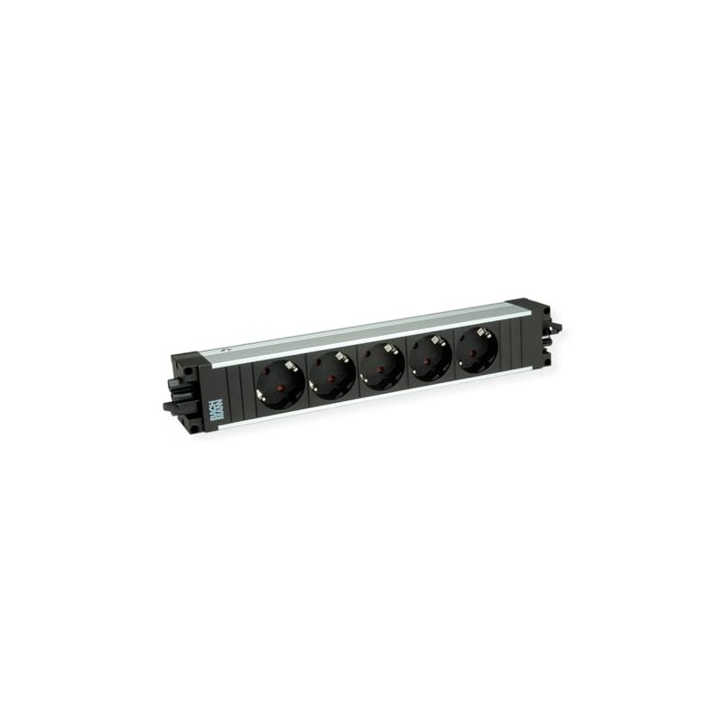 BACHMANN Step 906.19145 Socket Strip Aluminium 5-Way GST18 Black (Modular