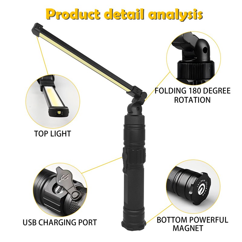 LED Rechargeable Work Light with 5 Selectable Lighting Modes, Featuring
