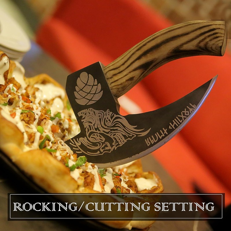 Chigoza Handmade Carbon Steel Pizza Cutter | Viking-Inspired Pizza Slicer