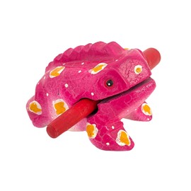Cozinest 5" Wooden Frog Percussion Instrument - Guiro Rasp Tone Block Thailand Handcraft Musical Lucky Frog Home Office Decoration Nice Gift (Pink)
