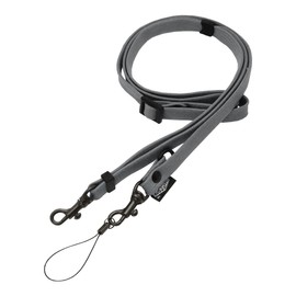 HIGHCAMP 2-Way Neck Strap, Crossbody Shoulder Strap, Approx. 27.6 - 53.1 inches (70 - 135 cm), Adjustable Length for Smartphones, Cell Phones, Drop Prevention, Neck Strap, Made in Japan, gray