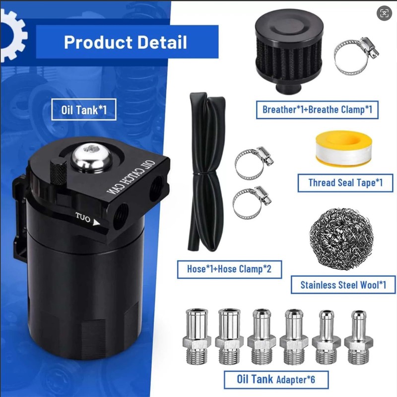 XIEYIGMO Universal Oil Catch Can Kit,Effectively Reduces Carbon Buildup, Protects