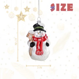 WONDER GARDEN Hand Blown Glass Ornaments for Christmas Tree, Vintage Snowman Hanging Ornaments Christmas Tree Decoration