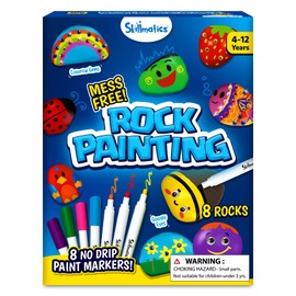 Skillmatics Rock Painting Kit - Mess-Free Art & Craft Activity for Girls & Boys, Craft Kits & Supplies, DIY Creative Activity, Gifts for Kids Ages 4, 5, 6, 7, 8, 9, 10, 11,12