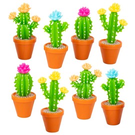 Accoutrements Archie McPhee Itty Bitty Cactus: That's One Cute Cactus - Set of 8 Tiny Soft Vinyl Cacti with Colorful Flowers in Four Styles and Colors