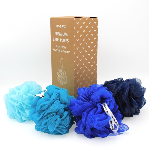 Premium Bath Puffs Made from 100% Recycled Materials | Pack