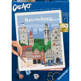 Ravensburger CreArt 23685 - Colourful Ravensburg - Painting by Numbers Adults and Children from 12 Years - Anniversary 50 Years Ravensburger Blue Triangle