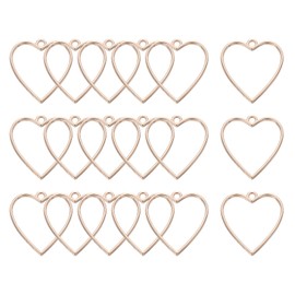 sourcing map 36 Pcs Open Bezel, Heart Resin Bezels Pendants Open Back Bezels Metal Hollow Frame Charm for DIY Resin Crafts Earrings Jewelry Making, Rose Gold