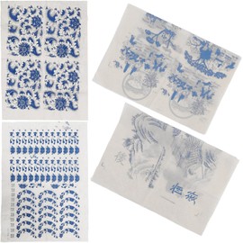 4 Hojas de Papel Transfer para Cerámica, Calcomanía Decorativa de Flores Esmaltadas, Fácil de Usar y Versátil para DIY de Cerámica