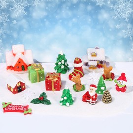 Bustlwor Pack of 21 Christmas Miniature Ornaments, Mini Resin Christmas Ornaments, Mini Christmas Small Figures, Figures Santa Claus/Snowman Mini Figures for Garden, Table, Shelf