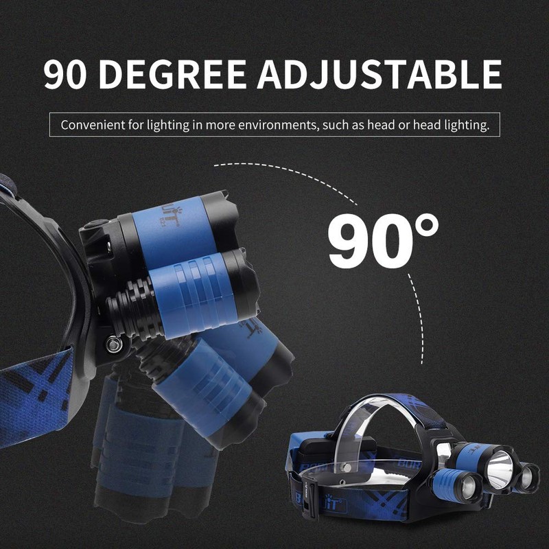 BORUIT B21 Headlamp Rechargeable LED 5000 High Lumens Head Lights