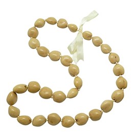 Aloha Passion Hawaiian Style Polish White Kukui Nut Necklace,32 Nut