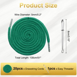 sourcing map 20pcs Drawstring Cords 51" Replacement Drawstring Hoodie String Sewing Tool with Easy Threader for Hoodie Sweatpants Jackets Pants Hats Coats Bags, Bright Green