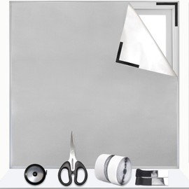 Window Darkening Light Grey Blackout Fabric, 2 m x 1.45 m, No Drilling, Window Blackout Cut to Size, Blackout Roller Blind with Suction Cups, 420D Oxford Sun Protection, Window Indoor, Heat Protection