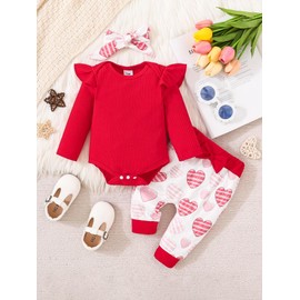 Baby Girl My 1st Valentine's Day Outfit Toddler Girl Clothes Baby Romper 12 18 Months Red Headband