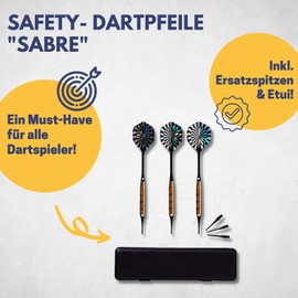 Best Sporting Safety Darts, Sabre, 3 Darts with Plastic Tip and Brass Sleeve, Soft Dart Set, E-Dart Arrows in 14 or 18 g, Includes Replacement Tips and Dart Case, Dart Accessories