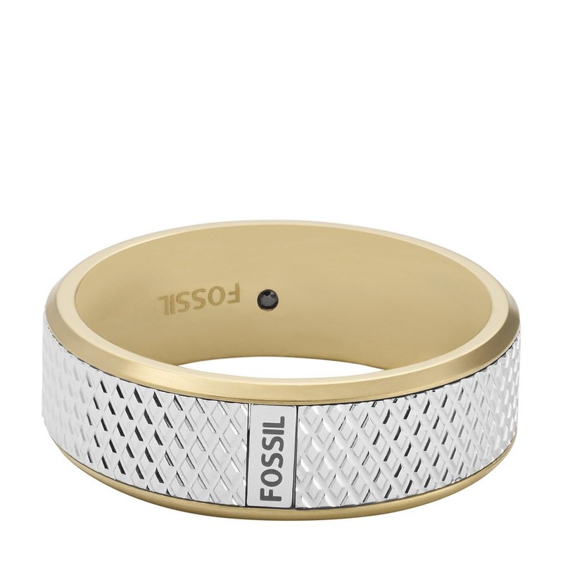 Fossil Men's Ring All Stacked Up Two-Tone Stainless Steel Band