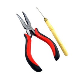 Hair Extension Micro Ring Tool Pliers with Needle Hook Tool for Clamping Bonding Threading Removal