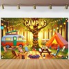 HOMETITUTE Camping Themed Backdrop Banner 71x43 Inchs Happy Camper Banner