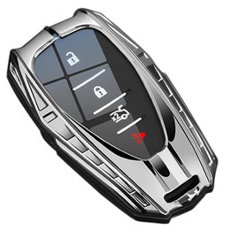 Zinc Alloy Key Cover for Chevy Malibu,Equinox,Trailblazer - Durable Protective Shell Case Compatible with Trax, Blazer (Silver)