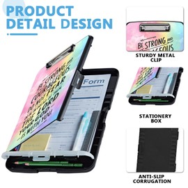 Multipurpose Clipboard with Storage Pattern (Christian Quotes) Design Heavy Duty Legal Size Enclosed clipboard with Storage, Ideal for Nurses clipboard Folder and Teachers,9.9 x 14.4 inch