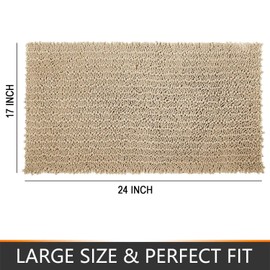 YIQI Shaggy Rug Chenille Microfiber Soft Comfortable Water Super Absorbent Non-Slip Thick Bathroom Rug (60x40cm, Khaki)