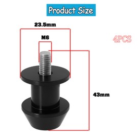 Yharnamite 2 Pair High Precision M6 Motorcycle CNC Swingarm Spool Screws, Racing Adapter for Motorcycle Assembly Stands, 6mm Frame Screws for Enhanced Stability, Black (M6)