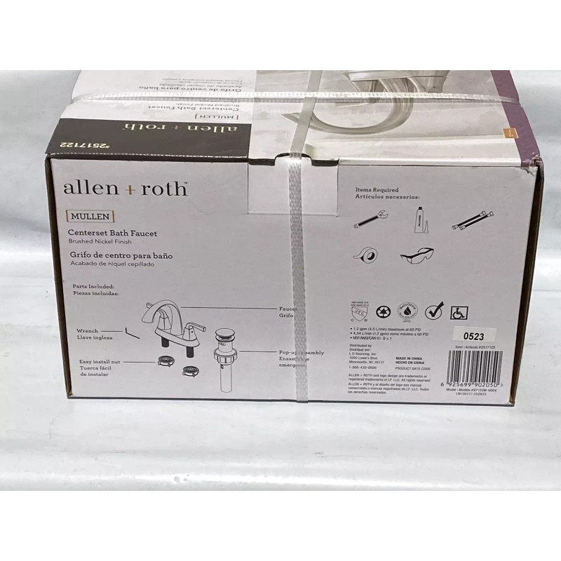 allen + roth Mullen Brushed Nickel 2 Handle 4" Centerset
