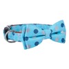 Rhea Rose Bowtie Dog Collar Blue Polka Dots Small