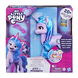 My Little Pony – Mit Huf und Herz Funkelspaß Izzy Moonbow, 20 cm großes Pony für Kinder, mit Musik und Lichtern