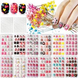 EBANKU 288 Pcs Nail Tips for Kids Press On False Nails Cute Girls Nail Tips Girl Hand Decoration Nail Decoration Nail Supplies Fake Nail Set DIY Manicure