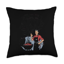 Grilling BBQ Smoker Food Lover Grill Mind if I Smoke Throw Pillow