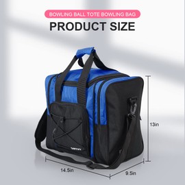 DAFISKY Bowling Ball Bag for Single Ball - Bowling Ball Tote Bag with Padded Ball Holder, 2 Pockets fit Bowling Shoes Up to Mens Size 14 and Accessories(Blue)