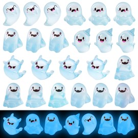 SHIFANQI 20Pcs Luminous Mini Resin Ghost, Cute Miniature Ghost Figurines, Glow in The Dark Resin Figures Small Garden Decor Micro Miniature Statue for Outdoor House Landscape Party