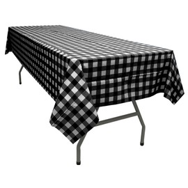 PARTY ULYJA Black Gingham Checkered 2 Pack Plastic Tablecloth Rectangle 54 x 108 Inches Disposable Onyx Buffalo Plaid Sturdy Table Covers for Dining, Birthday, Wedding, Picnic, Event and Outdoor Use
