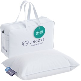 Lincove Canadian Down Feather Travel Pillow - Plush Luxury Pillows to Support Head, Neck, While Sleeping on Airplanes, Cars, Camping, Hotels & Home - Comfortable Vacation Sleeping Essential, 13"x18"