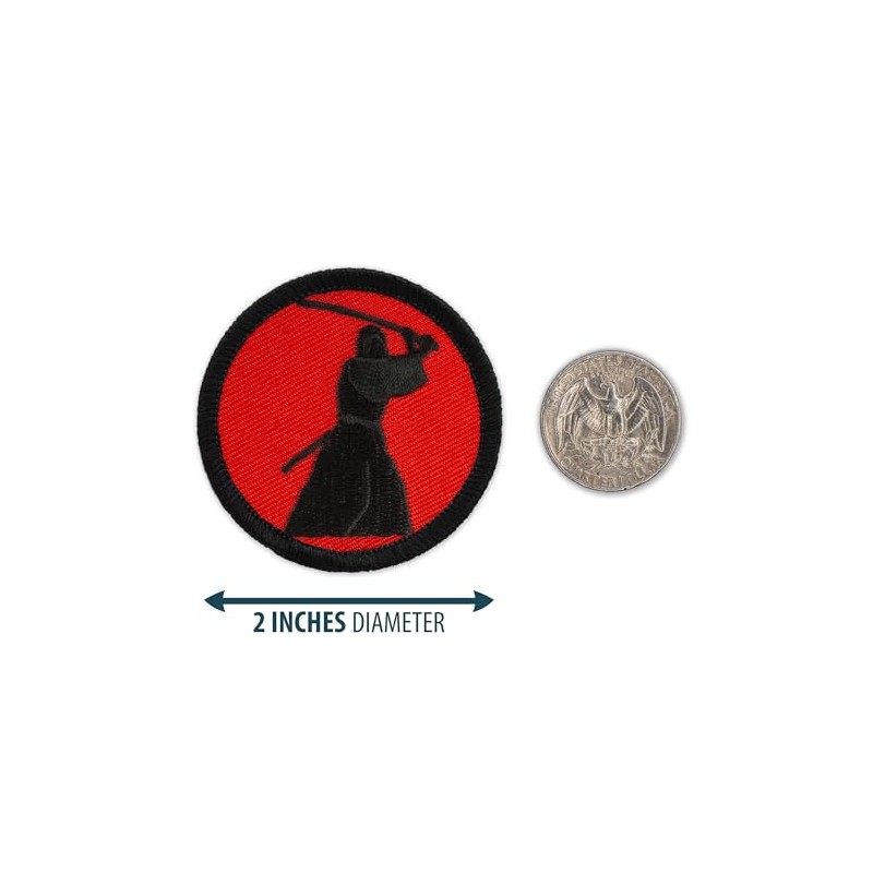 Retro Samurai Patrol Patch - 2" Diameter Round Embroidered Patch