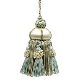 Elegant White, Blue, Gold Key Tassel|4 inch Tassel, 3.5 inch Loop|Style# KTAX4 Color: Aruba - LX03