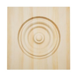 4 1/2"W x 4 1/2"H x 7/8"P Americraft Solid Wood Stain Grade Bullseye Rosette with Squared Edge, Pine
