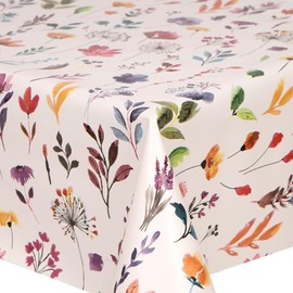 QPC Direct Tall Flowers Multi PVC Oilcloth Table Cover Vinyl Tablecloth 140 x 200cm Rectangle