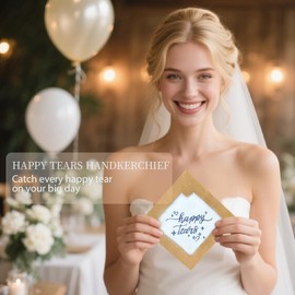 JOYCREDIBLE Happy Tears Handkerchief Bulk Embroidered Wedding Party Accessory Bridesmaid Gift Something Blue