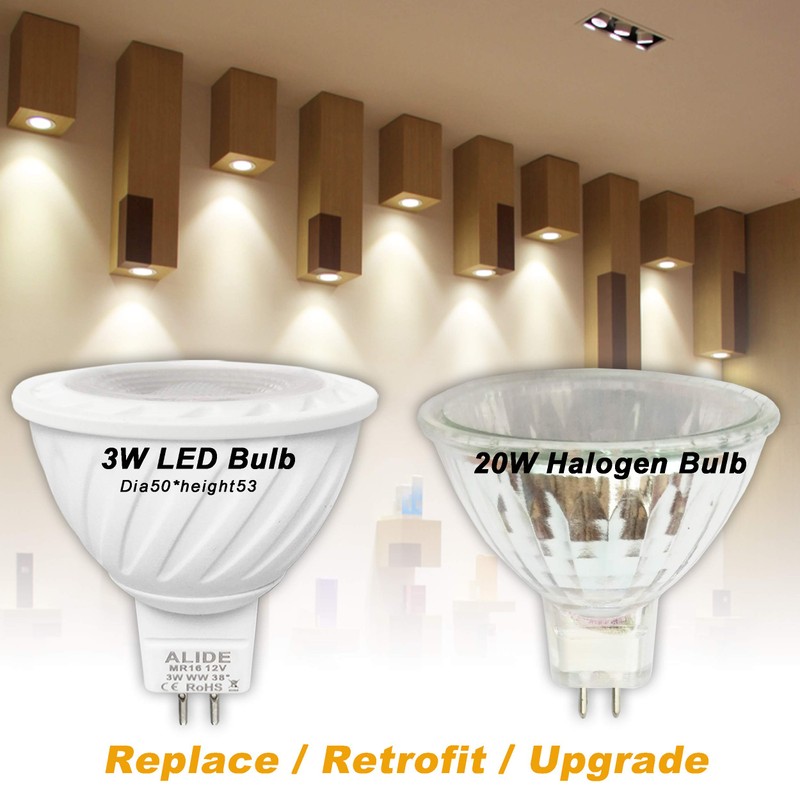 ALIDE MR16 3W Led Bulbs 20W Halogen Equivalent,2700K Soft Warm