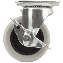 Waxman 4036399 Plate Caster with Brake 3 Inch Heavy Duty Thermoplastic Rubber, Grey