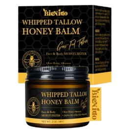 Tallow and Honey Balm for Face: Sarga de ternera alimentada con pasto para la piel con miel cruda y aceite de jojoba para pieles sensibles y secas, fórmula natural para calmar e hidratar